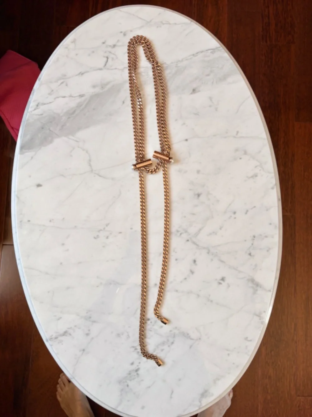Chanel Chain Link Necklace with Faux pearls